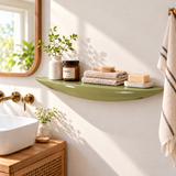 Étagère de salle de bains flottante en céramique vert mousse, années 70 - Intérieur mid-century