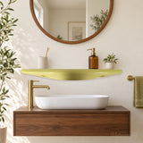 1970s Pistachio Green Floating Shelf - Midcentury Ceramic Bathroom Shelf