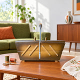 1960s Wooden Cantilever Sewing Box with Arched Silver-Tone Handle