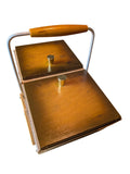 1960s Wooden Cantilever Sewing Box with Arched Silver-Tone Handle