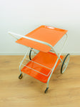 Orange White 1970s FOLDABLE SERVING TROLLEY Bar Cart