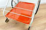 Orange White 1970s FOLDABLE SERVING TROLLEY Bar Cart