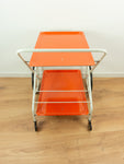 Orange White 1970s FOLDABLE SERVING TROLLEY Bar Cart