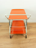 Orange White 1970s FOLDABLE SERVING TROLLEY Bar Cart