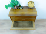 1960s DANISH DESIGN Sewing Table CART with drawers and wicker basket