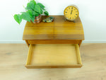 1960s DANISH DESIGN Sewing Table CART with drawers and wicker basket