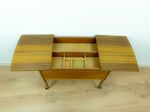 1960s DANISH DESIGN Sewing Table CART with drawers and wicker basket