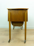 1960s DANISH DESIGN Sewing Table CART with drawers and wicker basket