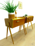 1960s Wooden MIDCENTURY Bedside Tables Sewing Boxes NIGHTSTANDS 1 of 2