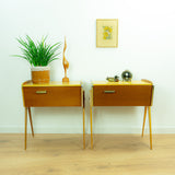 1960s Wooden MIDCENTURY Bedside Tables Sewing Boxes NIGHTSTANDS 1 of 2