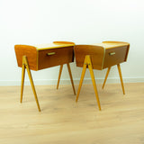 1960s Wooden MIDCENTURY Bedside Tables Sewing Boxes NIGHTSTANDS 1 of 2