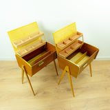 1960s Wooden MIDCENTURY Bedside Tables Sewing Boxes NIGHTSTANDS 1 of 2