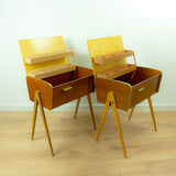 1960s Wooden MIDCENTURY Bedside Tables Sewing Boxes NIGHTSTANDS 1 of 2