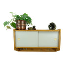 Original 60s vintage wooden WALL CABINET light gray sliding doors
