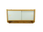 Original 60s vintage wooden WALL CABINET light gray sliding doors