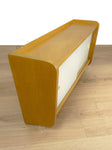 Original 60s vintage wooden WALL CABINET light gray sliding doors
