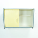 1960s midcentury KITCHEN WALL CABINET vanilla yellow blue sliding doors