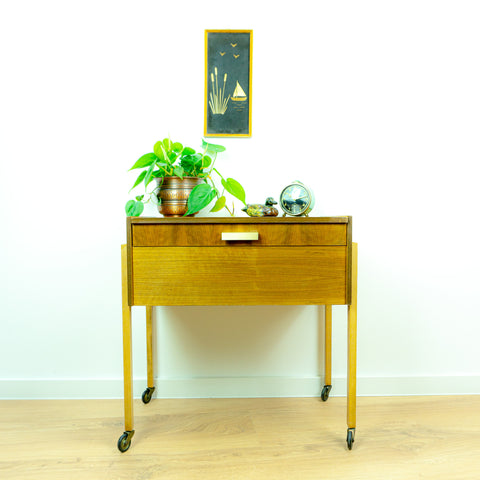1960s Wooden Midcenturymodern NIGHTSTAND SEWING CART Side Table
