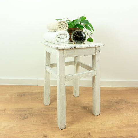 Original 1950s VINTAGE rustic WOODEN STOOL side table plant