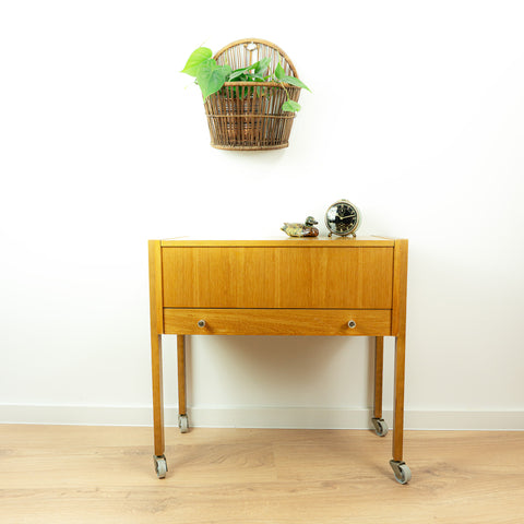 1960s Wooden Midcenturymodern NIGHTSTAND SEWING CART Side Table