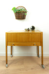 1960s Wooden Midcenturymodern NIGHTSTAND SEWING CART Side Table