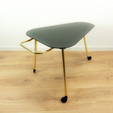 Black Tinted Glass Tier 1960s Elegant BAR CART Tea Trolley Side Table