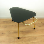 Black Tinted Glass Tier 1960s Elegant BAR CART Tea Trolley Side Table