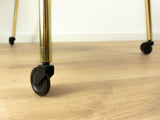Black Tinted Glass Tier 1960s Elegant BAR CART Tea Trolley Side Table
