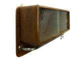 Original 1960s vintage KITCHEN WALL CABINET, ribbed glass sliding doors
