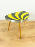 Original(!) 1960s SUNBURST KIDNEY TRIPOD Side Table Yellow Black