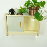 1960s ivory midcentury KITCHEN WALL CABINET white gray sliding doors