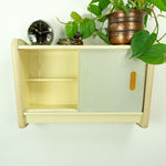 1960s ivory midcentury KITCHEN WALL CABINET white gray sliding doors