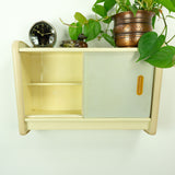 1960s ivory midcentury KITCHEN WALL CABINET white gray sliding doors