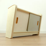 1960s ivory midcentury KITCHEN WALL CABINET white gray sliding doors