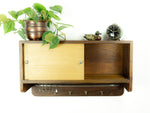 1960s midcentury wooden KITCHEN WALL CABINET sliding doors