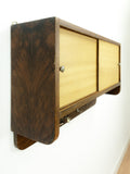 1960s midcentury wooden KITCHEN WALL CABINET sliding doors