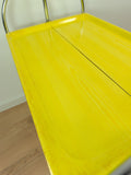 70s Midcentury FOLDING BAR CART serving trolley, yellow faux-wood Formica