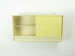 1950s midcentury KITCHEN WALL CABINET vanilla yellow blue sliding doors