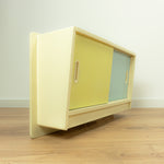 1950s midcentury KITCHEN WALL CABINET vanilla yellow blue sliding doors
