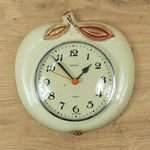 1970s Beige Brown Ceramic Apple Wall Clock by Kienzle Westgermany