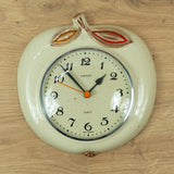1970s Beige Brown Ceramic Apple Wall Clock by Kienzle Westgermany