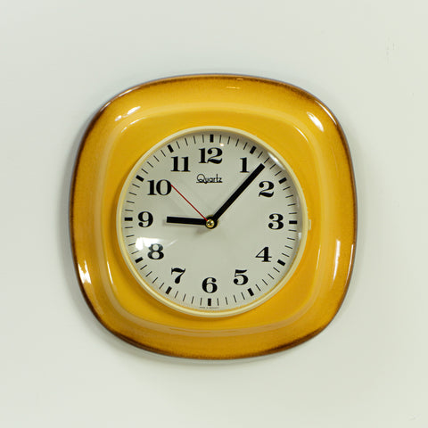 Egg-yolk Yellow 1970s Ceramic MIDCENTURY WALL CLOCK Made in Westgermany