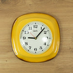 Egg-yolk Yellow 1970s Ceramic MIDCENTURY WALL CLOCK Made in Westgermany