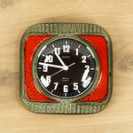 Red Brown 1970s MIDCENTURY Ceramic WALL CLOCK, Westgermany
