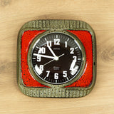 Red Brown 1970s MIDCENTURY Ceramic WALL CLOCK, Westgermany