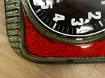 Red Brown 1970s MIDCENTURY Ceramic WALL CLOCK, Westgermany