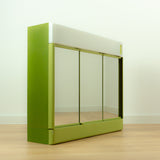 Large 1970s green mirrored ILLUMINATED MIDCENTURY Medicine CABINET by Allibert