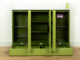 Large 1970s green mirrored ILLUMINATED MIDCENTURY Medicine CABINET by Allibert