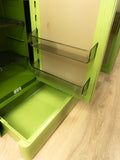 Large 1970s green mirrored ILLUMINATED MIDCENTURY Medicine CABINET by Allibert