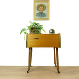 Original 1960s Wooden Midcentury Sewing Cart, Side Table or Nightstand